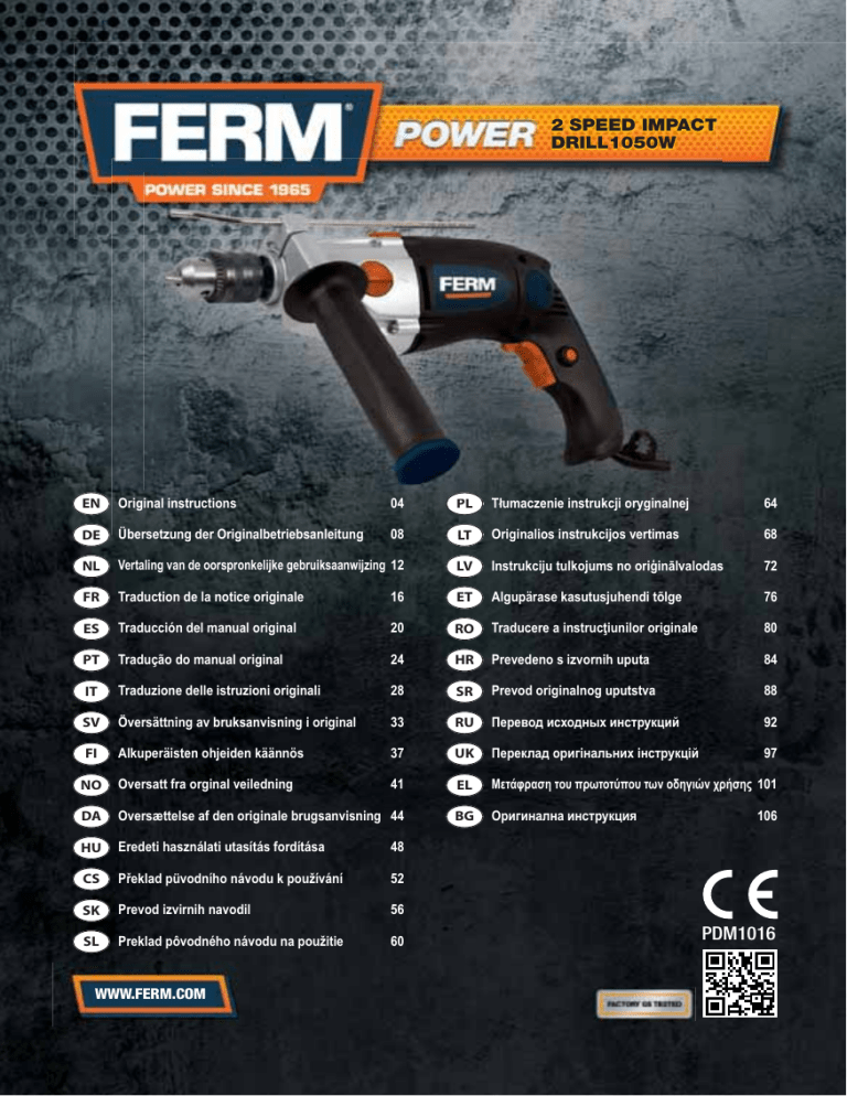 Ferm PDM1016 User manual Ferm PDM1016 User manual