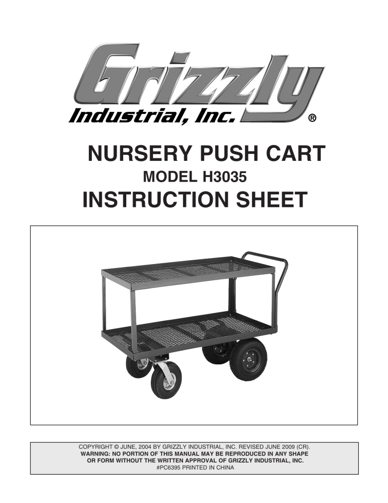 Grizzly H3035 Owner's manual Grizzly H3035 Owner's manual