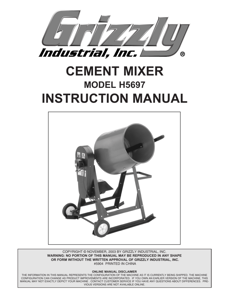 Grizzly H5697 Owner's manual Grizzly H5697 Owner's manual