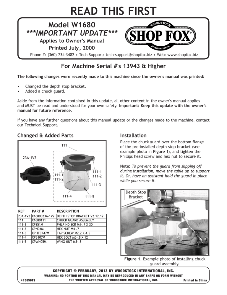 Grizzly W1680 Owner's manual Grizzly W1680 Owner's manual