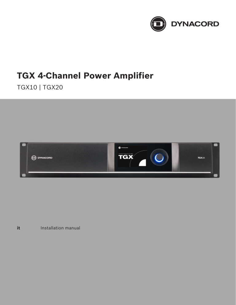 DYNACORD TGX Installation guide DYNACORD TGX Installation guide