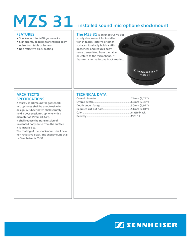 Sennheiser MZS 31 Specification Sennheiser MZS 31 Specification