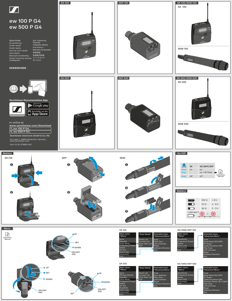 Sennheiser SKP 100 G4 Quick start guide Sennheiser SKP 100 G4 Quick start guide