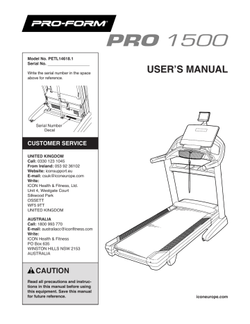 ProForm PETL14618 Owner's manual ProForm PETL14618 Owner's manual