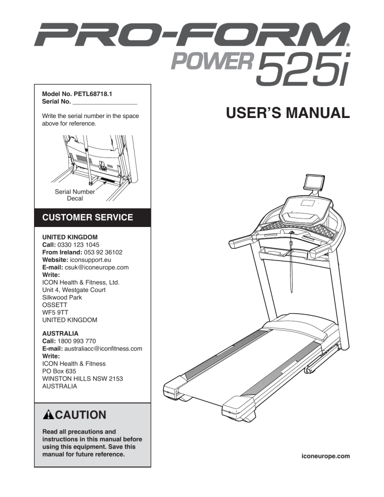 ProForm PETL68718 Owner's manual ProForm PETL68718 Owner's manual