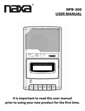 Naxa NPB-300 Owner's manual Naxa NPB-300 Owner's manual