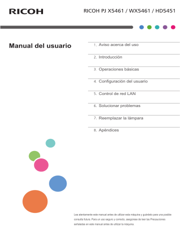 Ricoh PJ X5461/WX5461/HD5451 Manual de usuario | Manualzz Ricoh PJ X5461/WX5461/HD5451 Manual de usuario | Manualzz