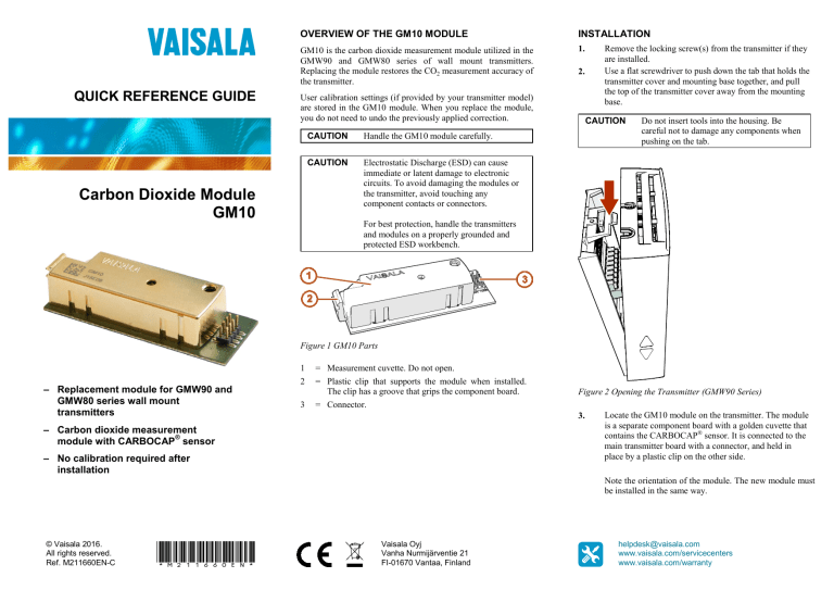 Vaisala GM10 User manual Vaisala GM10 User manual
