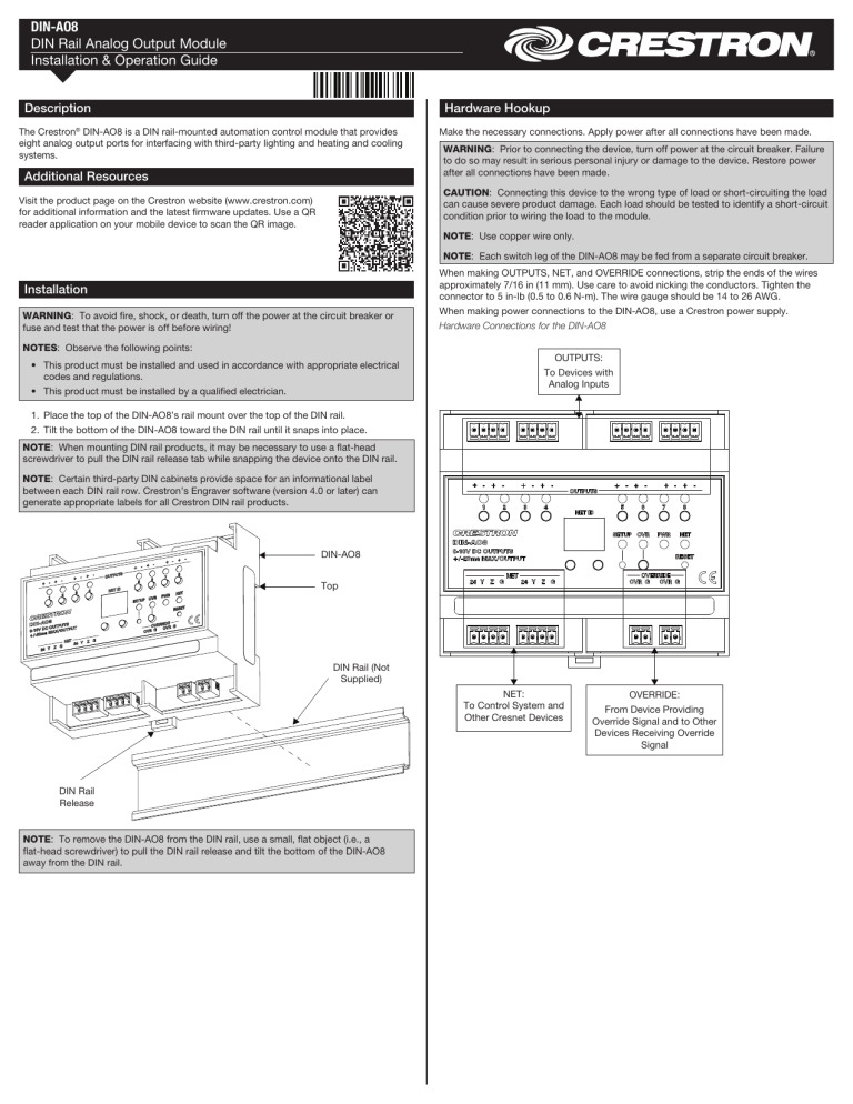 Crestron DIN-AO8 User guide Crestron DIN-AO8 User guide