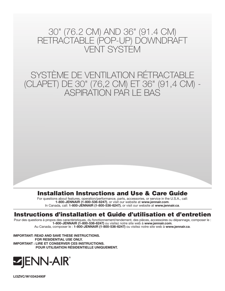 JennAir JXD7030YS Installation guide JennAir JXD7030YS Installation guide