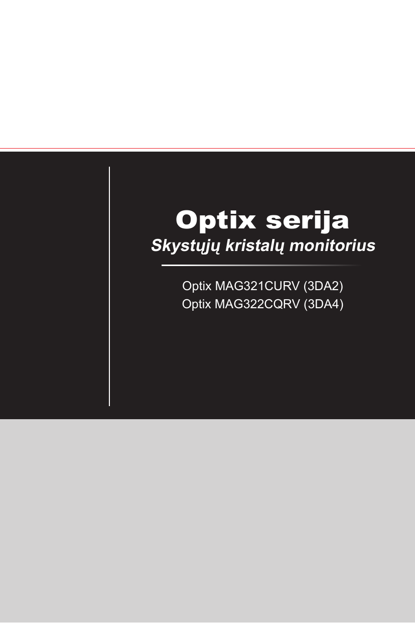 MSI Optix MAG321CURV monitor Vartotojo vadovas | Manualzz MSI Optix MAG321CURV monitor Vartotojo vadovas | Manualzz