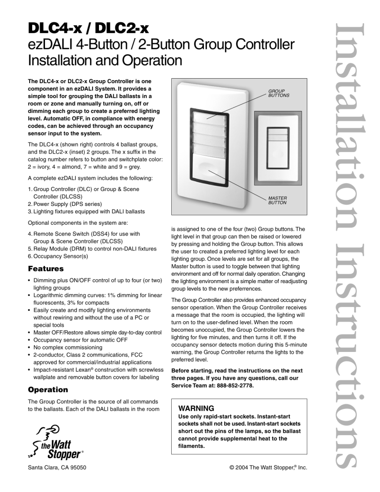 Legrand ezDALI Group Controller Installation guide Legrand ezDALI Group Controller Installation guide