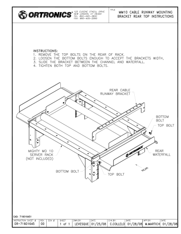 Legrand MM10 Cable Runway Mounting Bracket, OR-MM10CRBRSVR User manual Legrand MM10 Cable Runway Mounting Bracket, OR-MM10CRBRSVR User manual