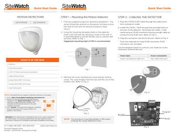 Digital Watchdog DW-DTMWIPW, DW-DTPIRIPW SiteWatchâ„¢ IP-enabled quad PIR 98.5ft (30m) volumetric motion detector Quick Start Guide | Manualzz Digital Watchdog DW-DTMWIPW, DW-DTPIRIPW SiteWatchâ„¢ IP-enabled quad PIR 98.5ft (30m) volumetric motion detector Quick Start Guide | Manualzz