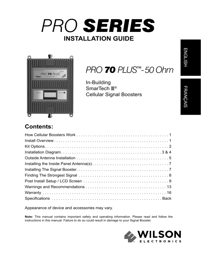 WilsonPro Pro 70 Plus (50Ω) Installation guide WilsonPro Pro 70 Plus (50Ω) Installation guide