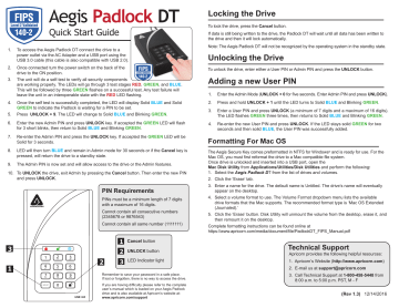 Apricorn Aegis Padlock DT FIPS Quick Start Guide | Manualzz