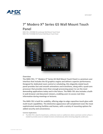 AMX MXD 701 Modero X Series G5 Touch Panels Data Sheet Manualzz