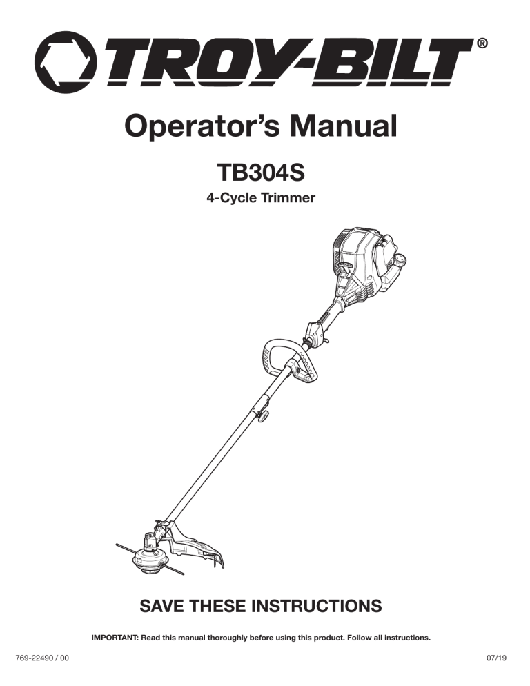 Troy-Bilt 41AD304S766 User manual Troy-Bilt 41AD304S766 User manual