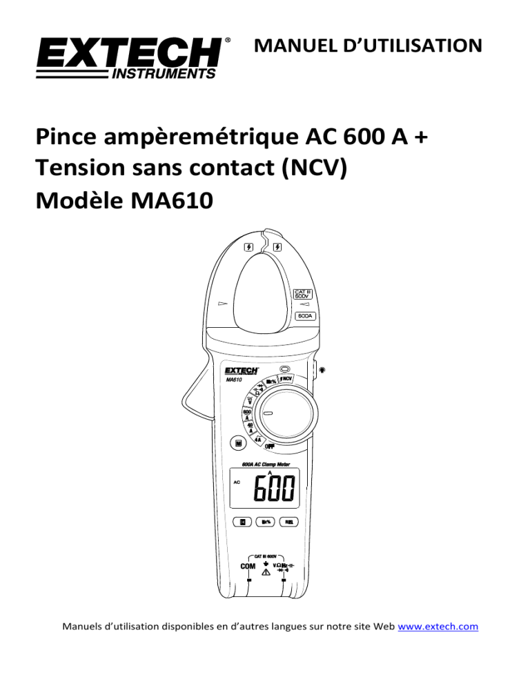 Extech Instruments MA610 User manual Extech Instruments MA610 User manual