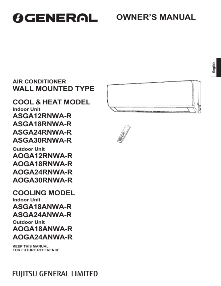 Fujitsu ASGA24ANWA-R Operating instructions Fujitsu ASGA24ANWA-R Operating instructions