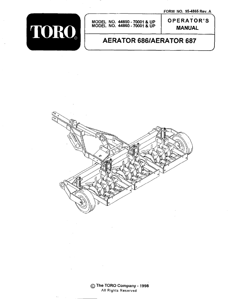 Toro Aerator 686 User manual Toro Aerator 686 User manual