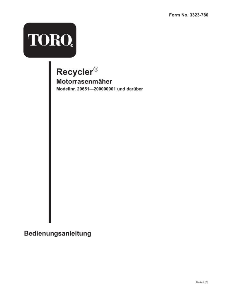 Toro 51cm Recycler Mower User manual Toro 51cm Recycler Mower User manual