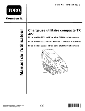 Toro TX 427 Wide Track Compact Utility Loader, TX 427 Compact Utility Loader User manual Toro TX 427 Wide Track Compact Utility Loader, TX 427 Compact Utility Loader User manual