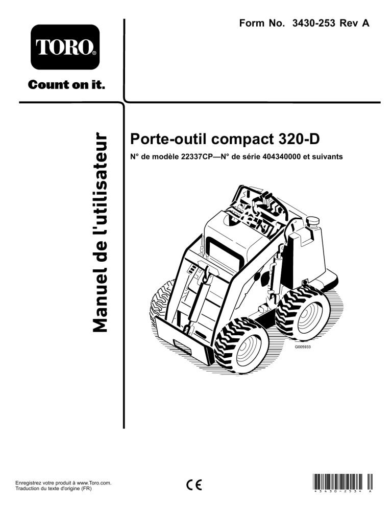 Toro 320-D Compact Tool Carrier User manual Toro 320-D Compact Tool Carrier User manual
