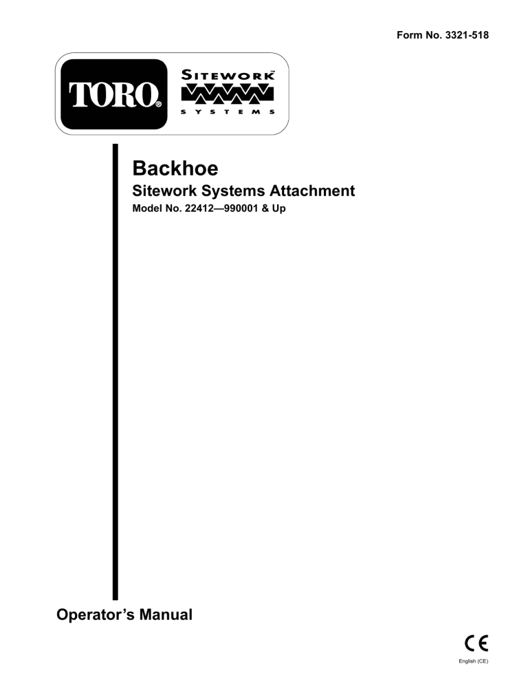 Toro Backhoe, Dingo Compact Utility Loader User manual Toro Backhoe, Dingo Compact Utility Loader User manual