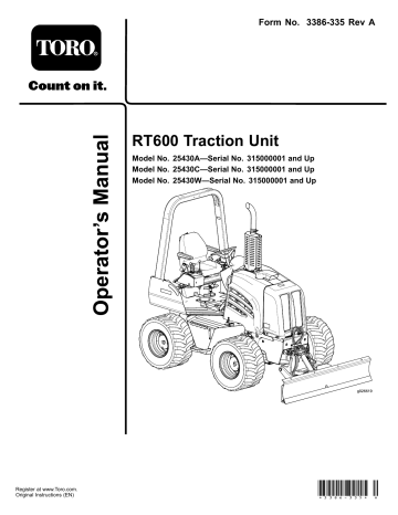 Toro RT600 Traction Unit User manual Toro RT600 Traction Unit User manual