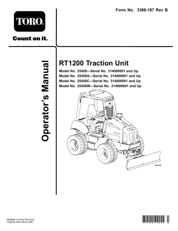 Toro RT1200 Traction Unit User manual Toro RT1200 Traction Unit User manual