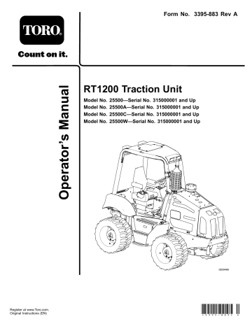Toro RT1200 Traction Unit User manual Toro RT1200 Traction Unit User manual