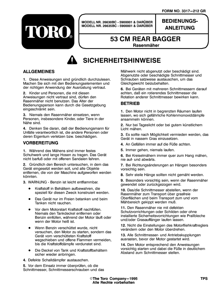Toro Lawnmower User manual Toro Lawnmower User manual