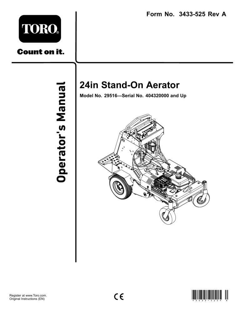 Toro 24in Stand-On Aerator User manual Toro 24in Stand-On Aerator User manual