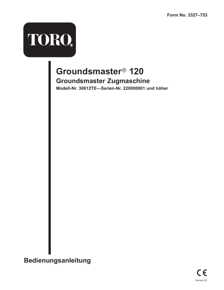 Toro Groundsmaster 120 User manual Toro Groundsmaster 120 User manual