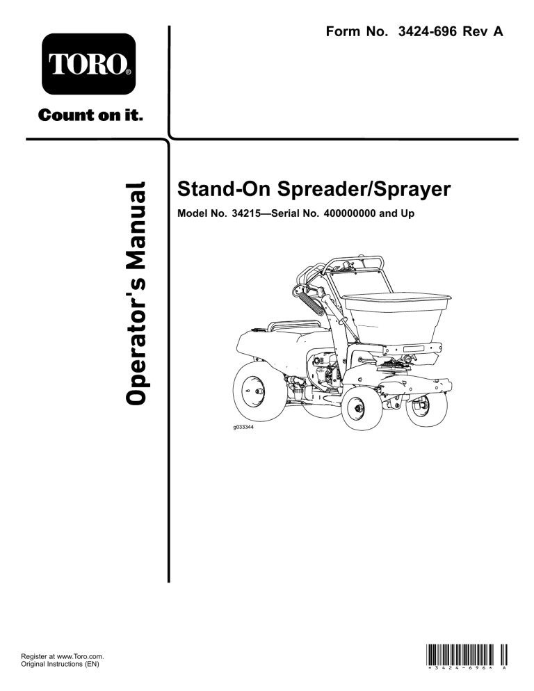 Toro Stand-On Spreader/Sprayer User manual Toro Stand-On Spreader/Sprayer User manual