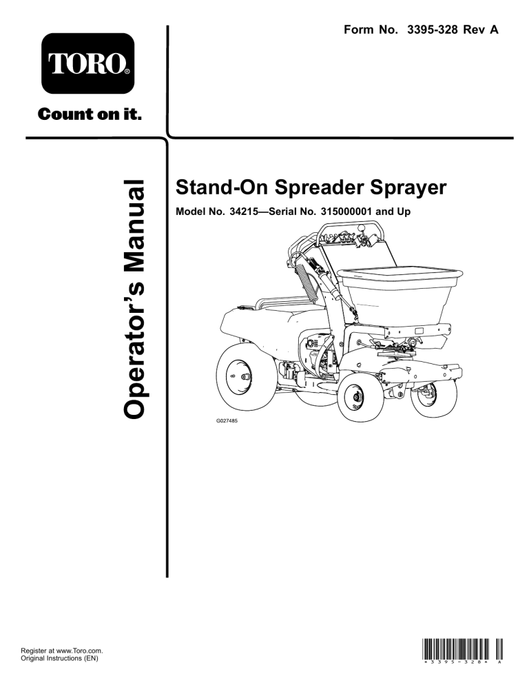 Toro Stand-On Spreader/Sprayer User manual Toro Stand-On Spreader/Sprayer User manual
