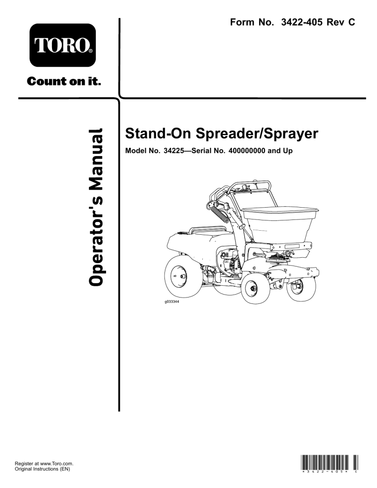 Toro Stand-On Spreader/Sprayer User manual Toro Stand-On Spreader/Sprayer User manual
