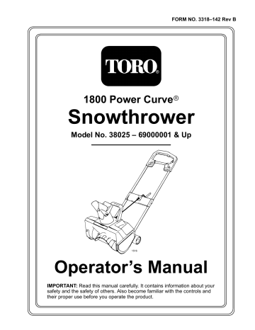 Toro 1800 Power Curve Snowthrower User manual Toro 1800 Power Curve Snowthrower User manual