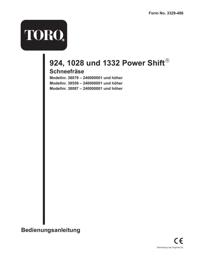 Toro 1332 Power Shift Snowthrower, 1028 Power Shift Snowthrower User manual Toro 1332 Power Shift Snowthrower, 1028 Power Shift Snowthrower User manual