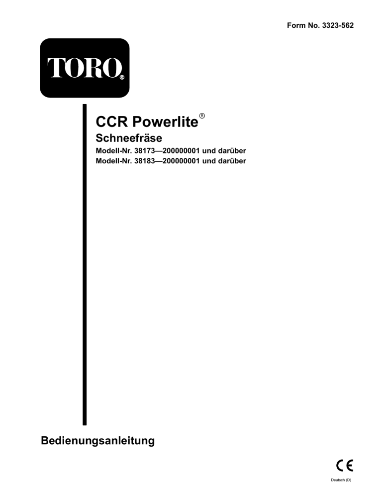 Toro CCR Powerlite Snowthrower User manual Toro CCR Powerlite Snowthrower User manual