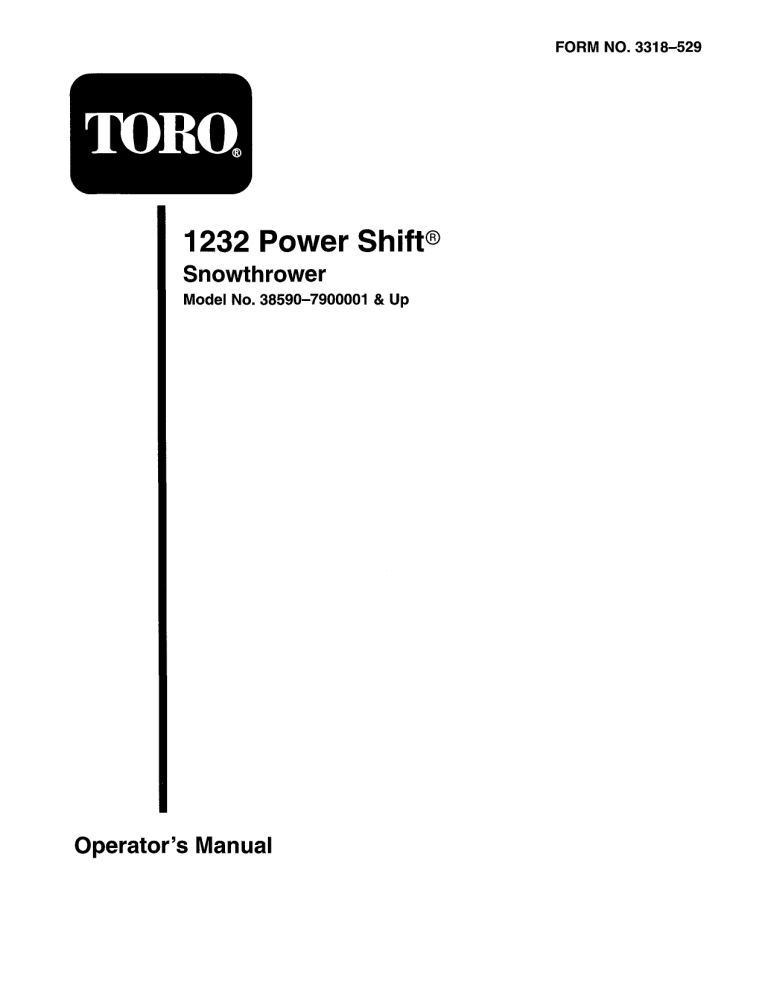 Toro 1232 Power Shift Snowthrower User manual Toro 1232 Power Shift Snowthrower User manual