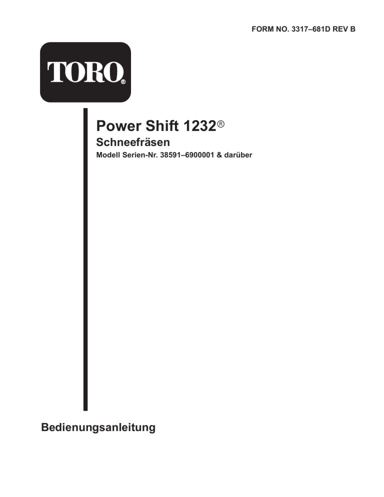 Toro 1232 Power Shift Snowthrower User manual Toro 1232 Power Shift Snowthrower User manual