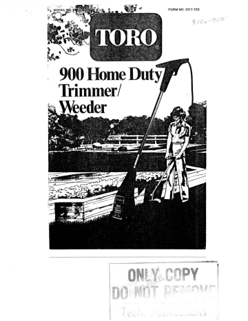 Toro 900 Electric Trimmer User manual Toro 900 Electric Trimmer User manual
