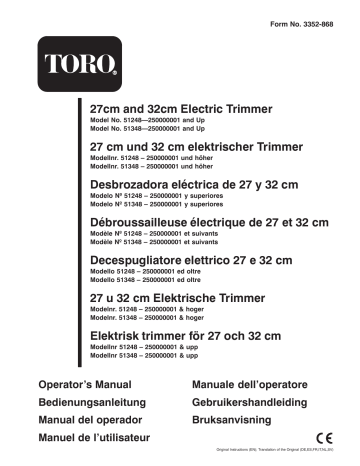 Toro 27cm Electric Trimmer, 32cm Electric Trimmer User manual Toro 27cm Electric Trimmer, 32cm Electric Trimmer User manual