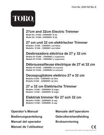 Toro 27cm Electric Trimmer User manual Toro 27cm Electric Trimmer User manual