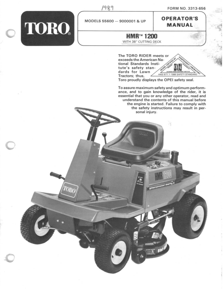 Toro HMR-1200 User manual Toro HMR-1200 User manual