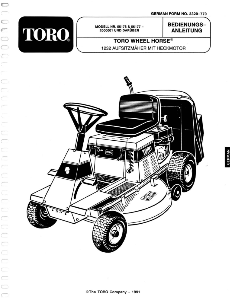 Toro 12-32 Rear Engine Rider User manual Toro 12-32 Rear Engine Rider User manual