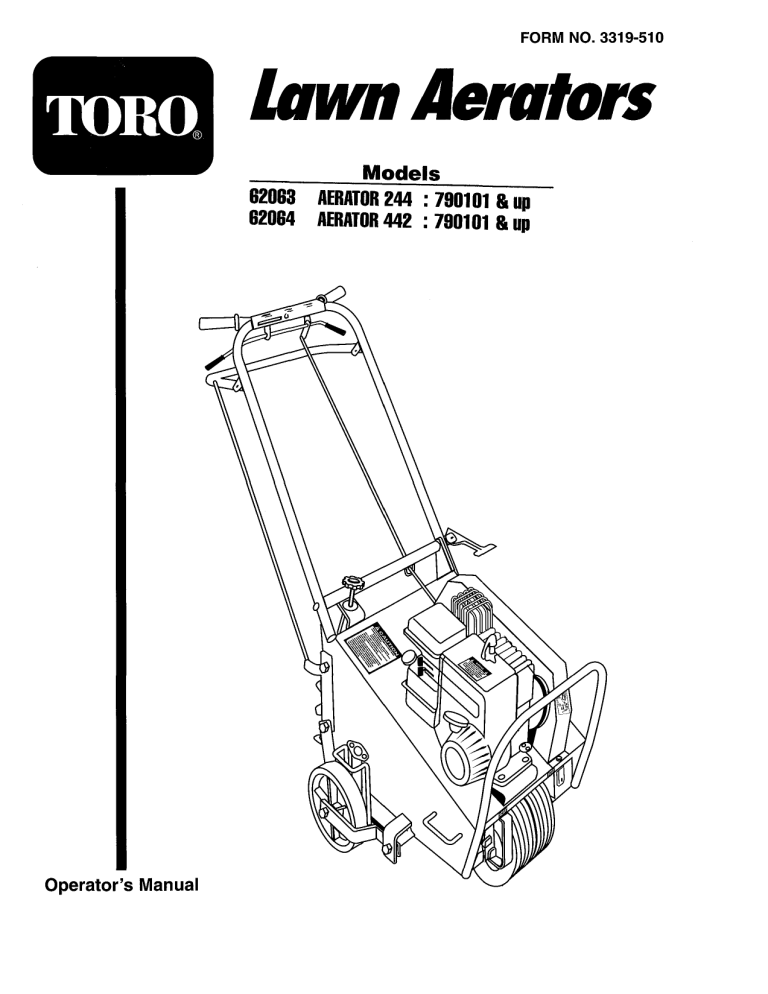 Toro 244 Turf Aerator User manual Toro 244 Turf Aerator User manual