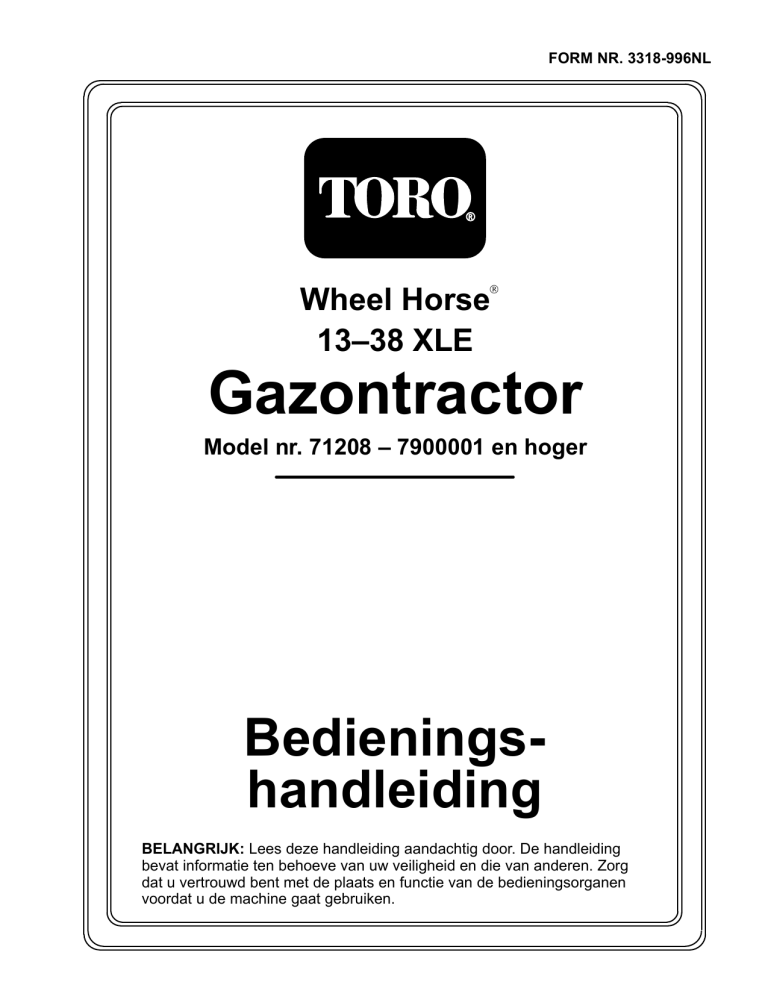 Toro 13-38XL Lawn Tractor User manual Toro 13-38XL Lawn Tractor User manual